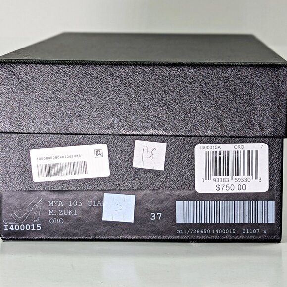 Giuseppe Zanotti MYA 105 Open-Toe Mule Gold Laminated Leather Size 37 MSRP $750 - Picture 12 of 12